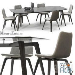 3D model Michelle chairs and Gramercy table MisuraEmme