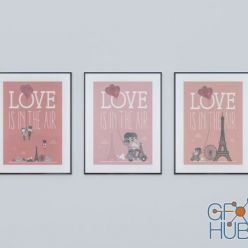 3D model Three posters «Love is in the air»