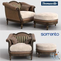 3D model Thomasville chair and ottoman Sorrento