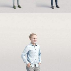 3D model Casual child boy standing and talking