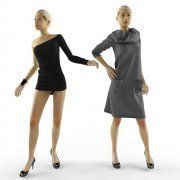 3D model Two different dresses on mannequins