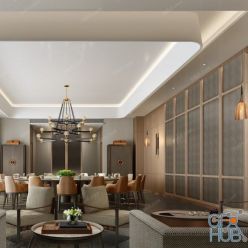 3D model Dining Interior C006 Chinese style Vray