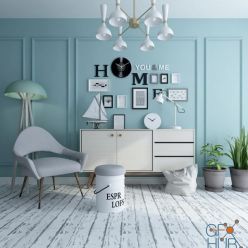 3D model Group of furnishings for the mixed living room 39