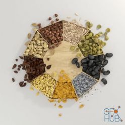 3D model 9 types of cereals