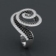 3D model Ring TJ 12 in white gold with diamonds