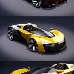 3D model Carbon Race Cart Concept PBR