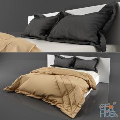 3D model White bed with black pillows