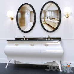 3D model Set of furniture Eurodesign Prestige doppio lavabo / White painted