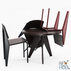 3D model Jean Prouve Gueridon Sets by Vitra