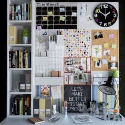 3D model Rack, clock and stationery (max)