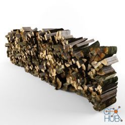 3D model Stacked firewood (max, fbx)