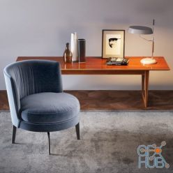 3D model Flexform armchair Feel good, table, decor