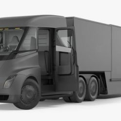 3D model Tesla Semi Truck with Trailer Rigged