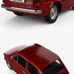 3D model Hum Fiat 126 with HQ interior 1976