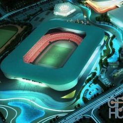 3D model Stadium in the night city