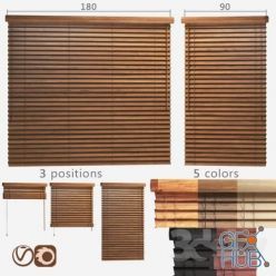 3D model Wooden blinds 50mm, 2 options of width 90 and 180cm (Vray, Corona)