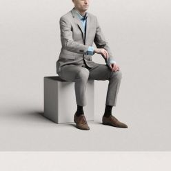 3D model Humano Elegant business man sitting and typing 0117