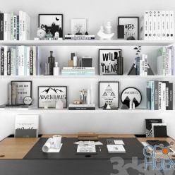 3D model Decorative set with a unique book covers, filling shelves and table space
