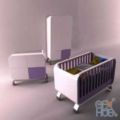 3D model Alondra Kurve Violet furniture set