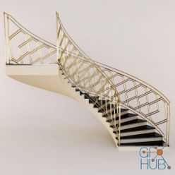 3D model Classic style radial staircase