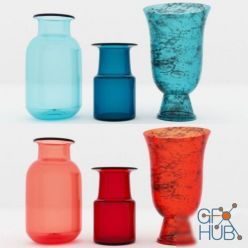 3D model Three glass vases