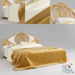 3D model White and gold classic bed