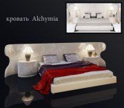 3D model Bed Alchymia with wide headboard