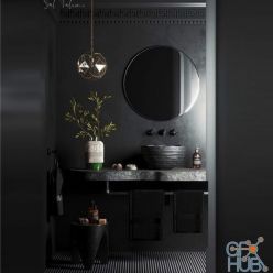 3D model Dark bathroom interior