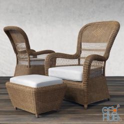 3D model Varaschin Bolero Bergere armchair and footrest