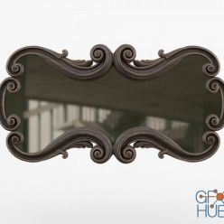 3D model Horizontal mirror in a carved wood frame