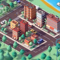 3D model Cartoon Low Poly American Dream City Pack Low-poly 3D models
