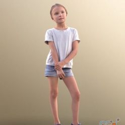3D model Young Girl Standing 02 Scanned (Vray)