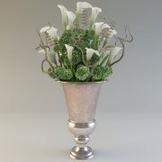3D model Hortensia and calla in classic pot
