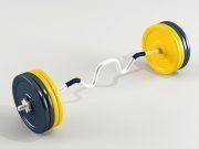 3D model Barbell with blue and yellow pancakes rod