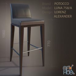 3D model Bar chair Potocco Luna 758