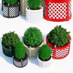 3D model Round treillage planters