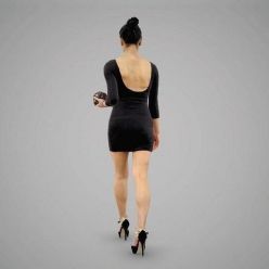 3D model Girl in a tight evening dress