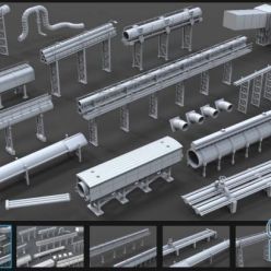 3D model ArtStation Marketplace – Industrial Pipes – 15 pieces