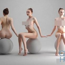 3D model Naked Girl Sitting Scanned