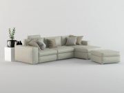 3D model Corner sofa with pouf and curbstone