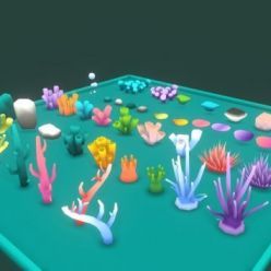 3D model Coral Reef Plants & Objects Low-Poly