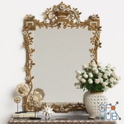 3D model Mirror Chelini Art.1201 with a bouquet