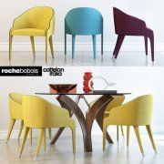 3D model Roche Bobois chairs and Cortina table by Cattelan Italia