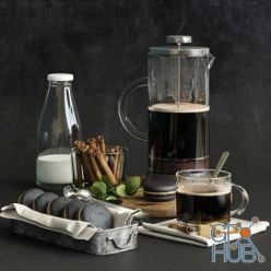 3D model Food and drinks set