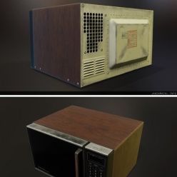 3D model 80s Microwave PBR