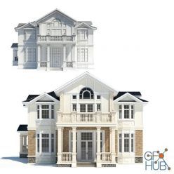3D model House with french windows
