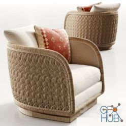 3D model Mcguirefurniture LAURA KIRAR COASTAL BRAIDED SWIVEL LOUNGE armchair