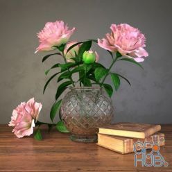 3D model Flowers with books