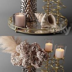 3D model Bouquet of dry hydrangea and pampas grass with a sink