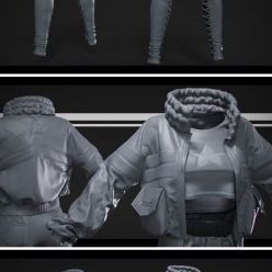 3D model Marvelous Designer,Clo3d. Female outfit D№9 (fbx, obj)